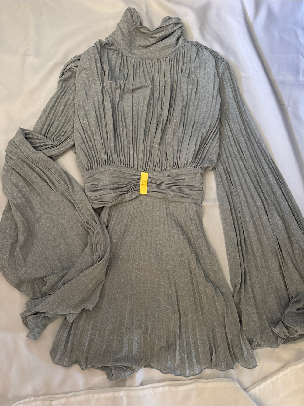 Pleated Mini Dress in Light Blue - Picture 4 of 4